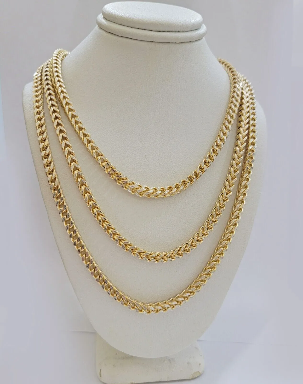 Glitter Rope Chain Necklace 2.4mm Solid 14K Yellow Gold 24&quot