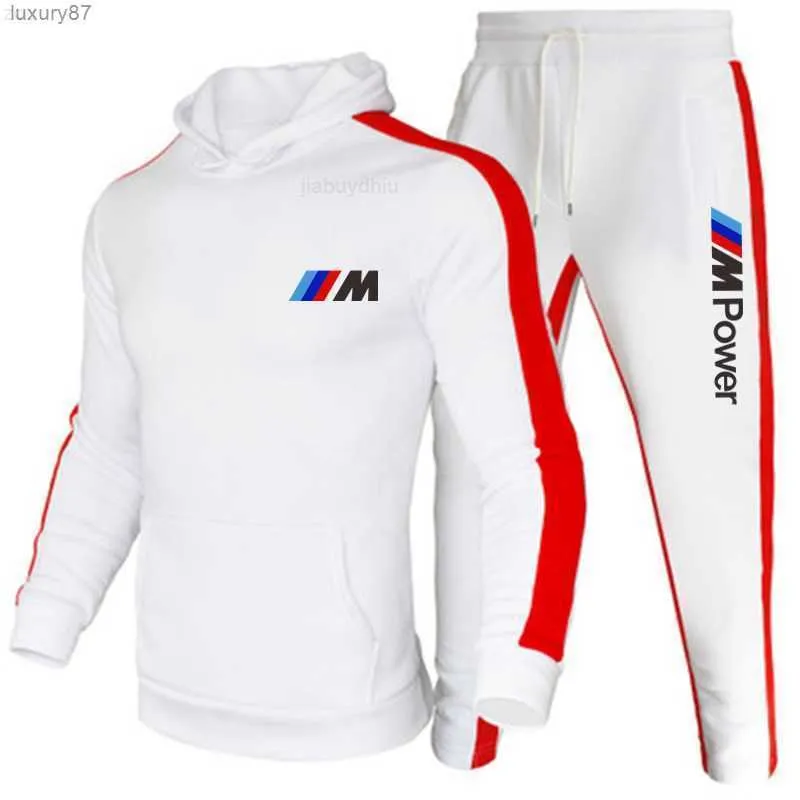 BMW-Tracksuit Men Sets Winter Hoodies Pants 2 Piece Set 2023ファッションフーディメンズスウェットシャツスポーツジョガースウェットパンツスーツ