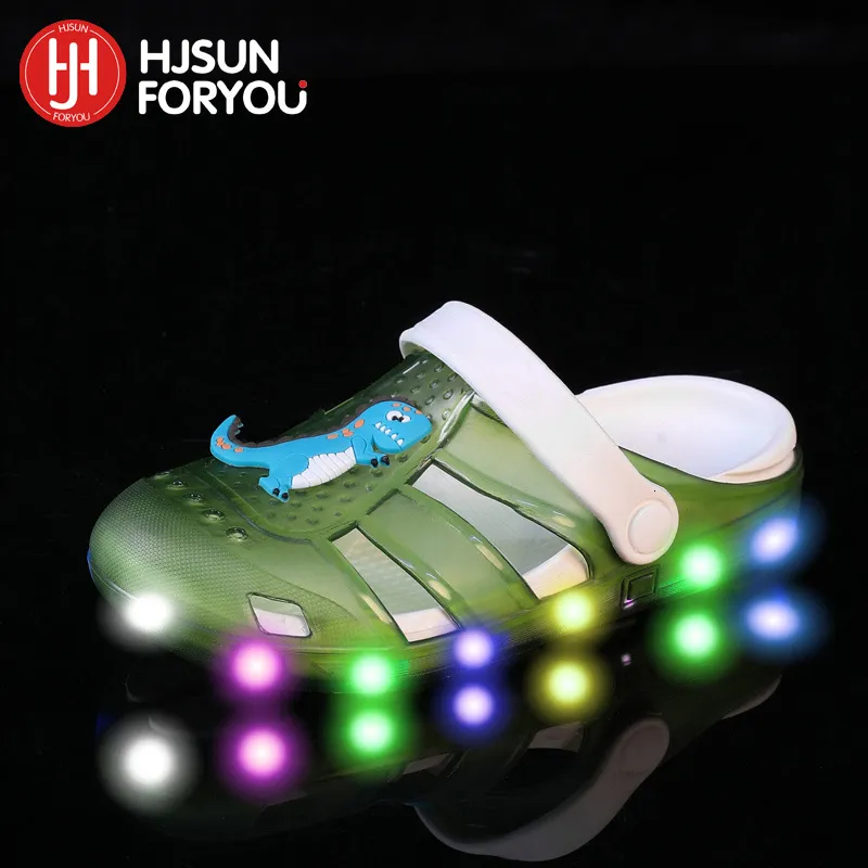 First Walkers Style Boys Girls Sport Beach Sandals Summer Kids Shoes With Light LED Hole Children Brand Fashion Sneakers 16 colors 230525