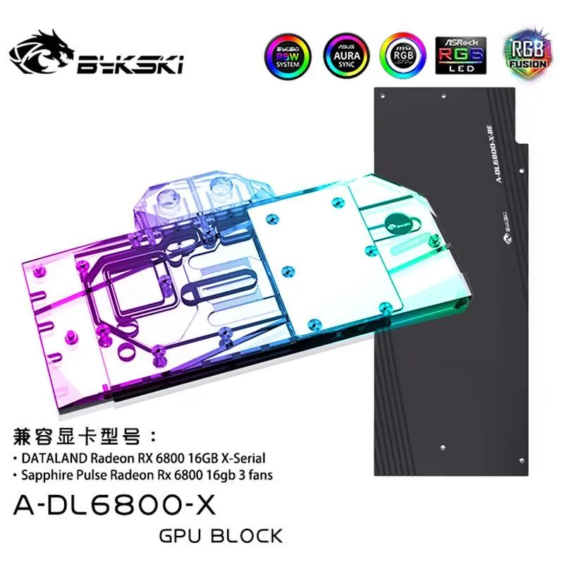 Raffreddamento Bykski ADL6800X Copertura Completa GPU Water Block Per DATALAND Radeon RX 6800 16GB X/Sapphire Pulse Radeon Rx 6800 16gb 3 ventole