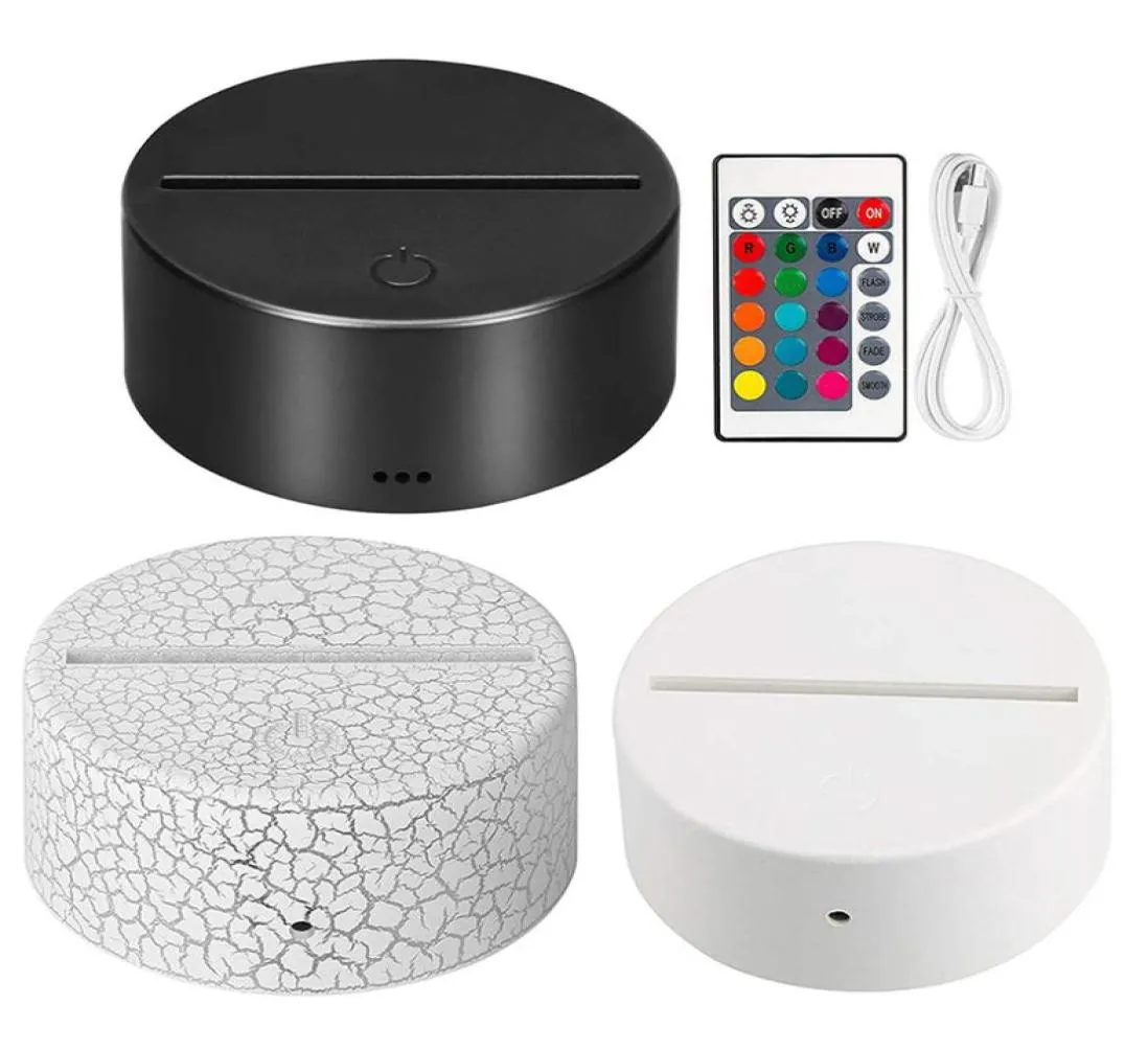 3D LED Light Base Night Light Dimmable ABS USB Remote Control Desk Lamp