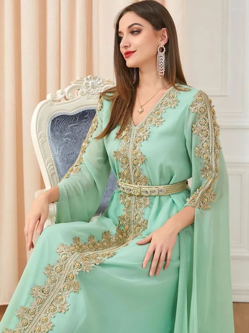 Long Sleeve V Neck Abaya Sharara Dress For Wedding For Muslim