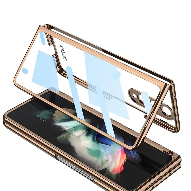 Luxury Plating Transparent Vogue Phone Case för Samsung Galaxy Folding Z Fold4 5G Hållbar Slim Full Protective Soft Bumper Clear Business Membrane Shell Suffproof