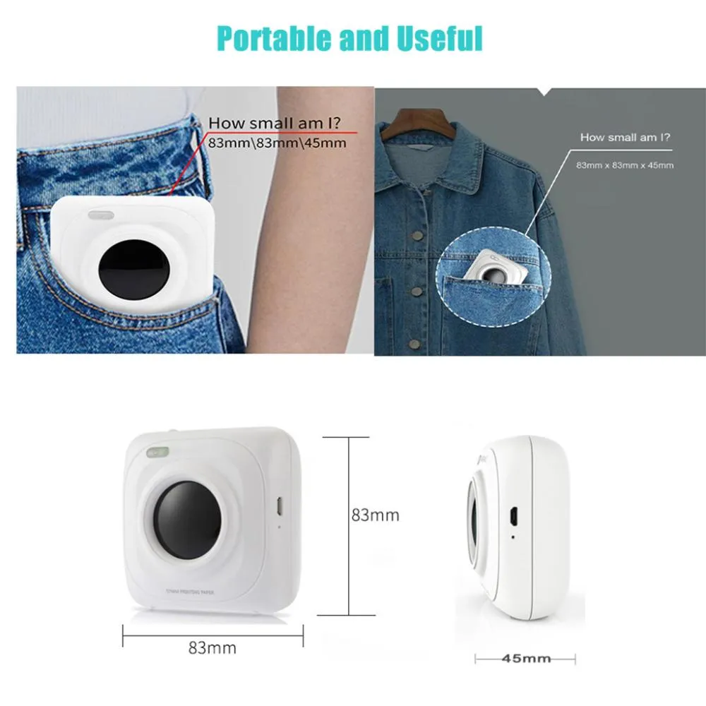 PAPERANG P1 Portable Bluetooth 4.0 Instant Printer Photo Mini Thermal Photo Printer Phone Wireless Connection Bluetooth Printer