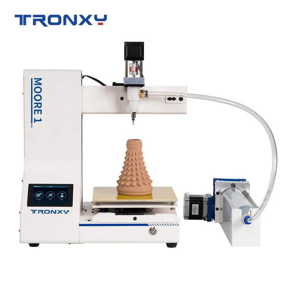 Tarama Tronxy Moore 1 3D Yazıcı Ekstrüzyon Sıvı Biriktirme Modelleme Kil 3D Baskı Seramik Seramik Çanak Çömlek Materyal