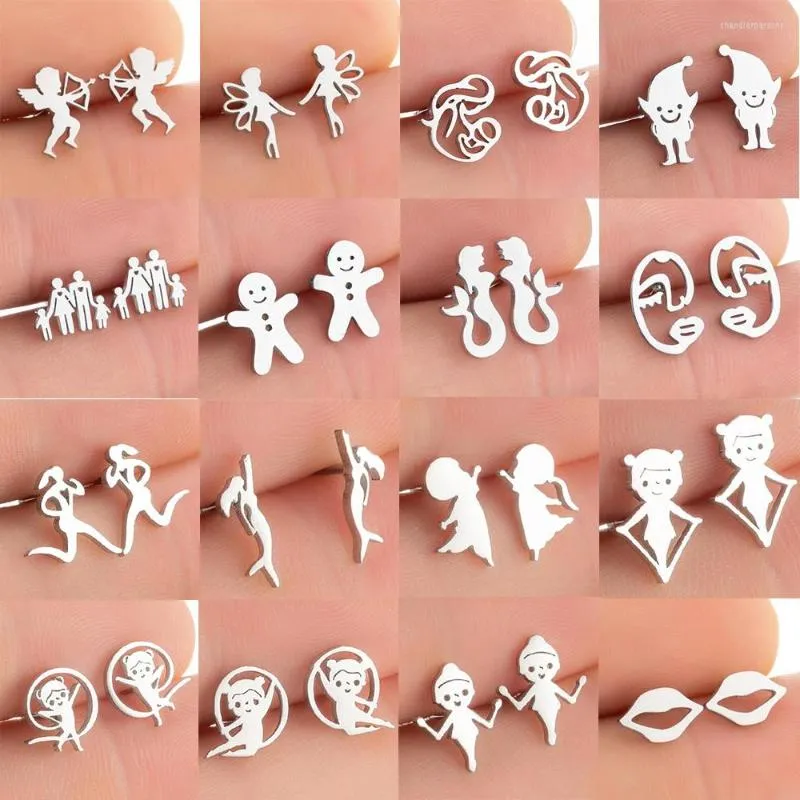 Ohrstecker Lucky Ctue Cartoon Engel Designer Kinder Mädchen Ohrring Stahl Piercing Schmuck Pendientes Mujer