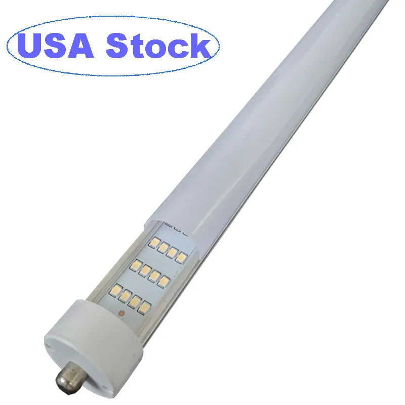 أضواء أنبوب LED 8ft ، 144W 18000LM 6500K ، T8 FA8 مصابيح LED دبوس واحد (300W بديل لمصابيح الفلورسنت) ، 4 صف ، غطاء حليبي مزدوج USALight