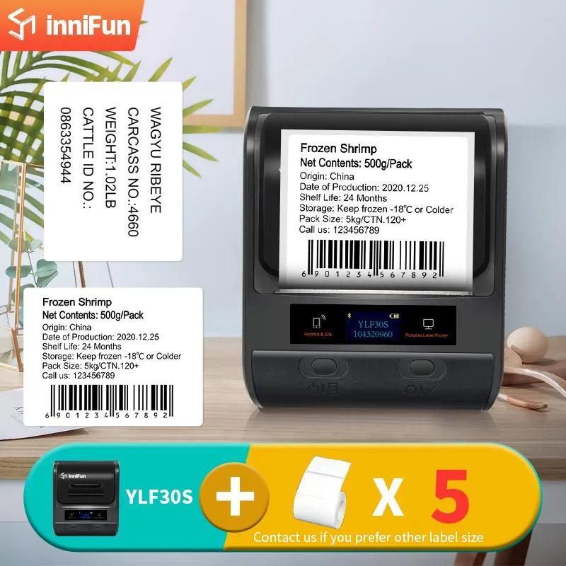 Skrivare Innifun YLF30S PAPPER Sticker Wireless Label Printer Pocket Handheld Printer Thermal Price Label Sticker Marker Marker