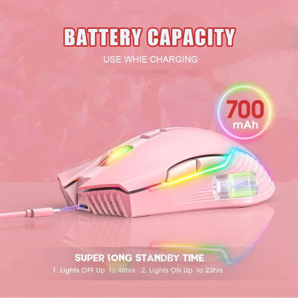 Mouse Gaming Wireless A2 Con Display Batteria - Doppia Modalità 2.4G/Bluetooth, RGB, Guscio Trasparente - Foto 4