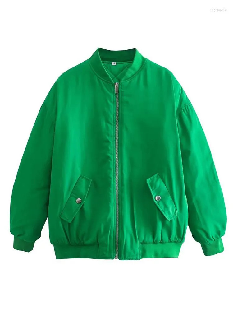 Vestes pour femmes YENKYE 2023 mode femmes vert lâche Bomber veste Vintage à manches longues fermeture éclair Streetwear manteau femme automne vêtements d'extérieur