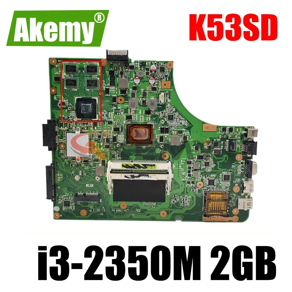 Moderkort K53SD Motherboard Rev 6.0 med i32350M CPU för ASUS K53SD Laptop GT610M 2GB DDR3 HM65 Chip Nonintegrated 100% Working