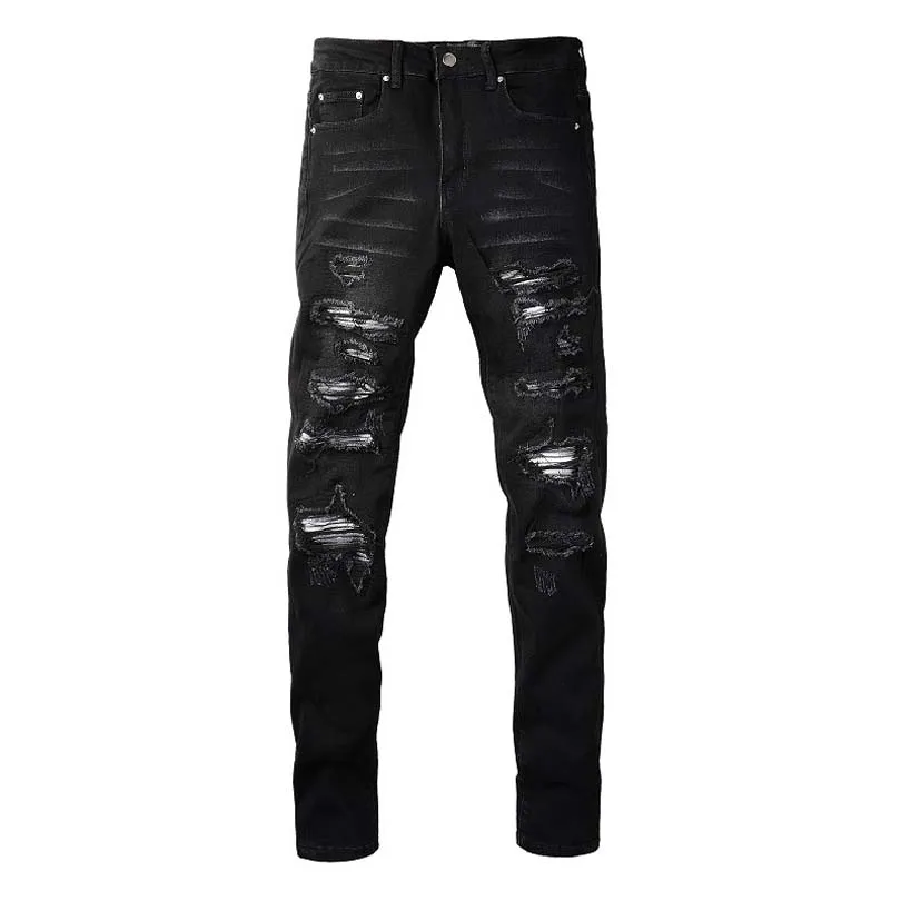 Black ripped jeans slim cheap fit