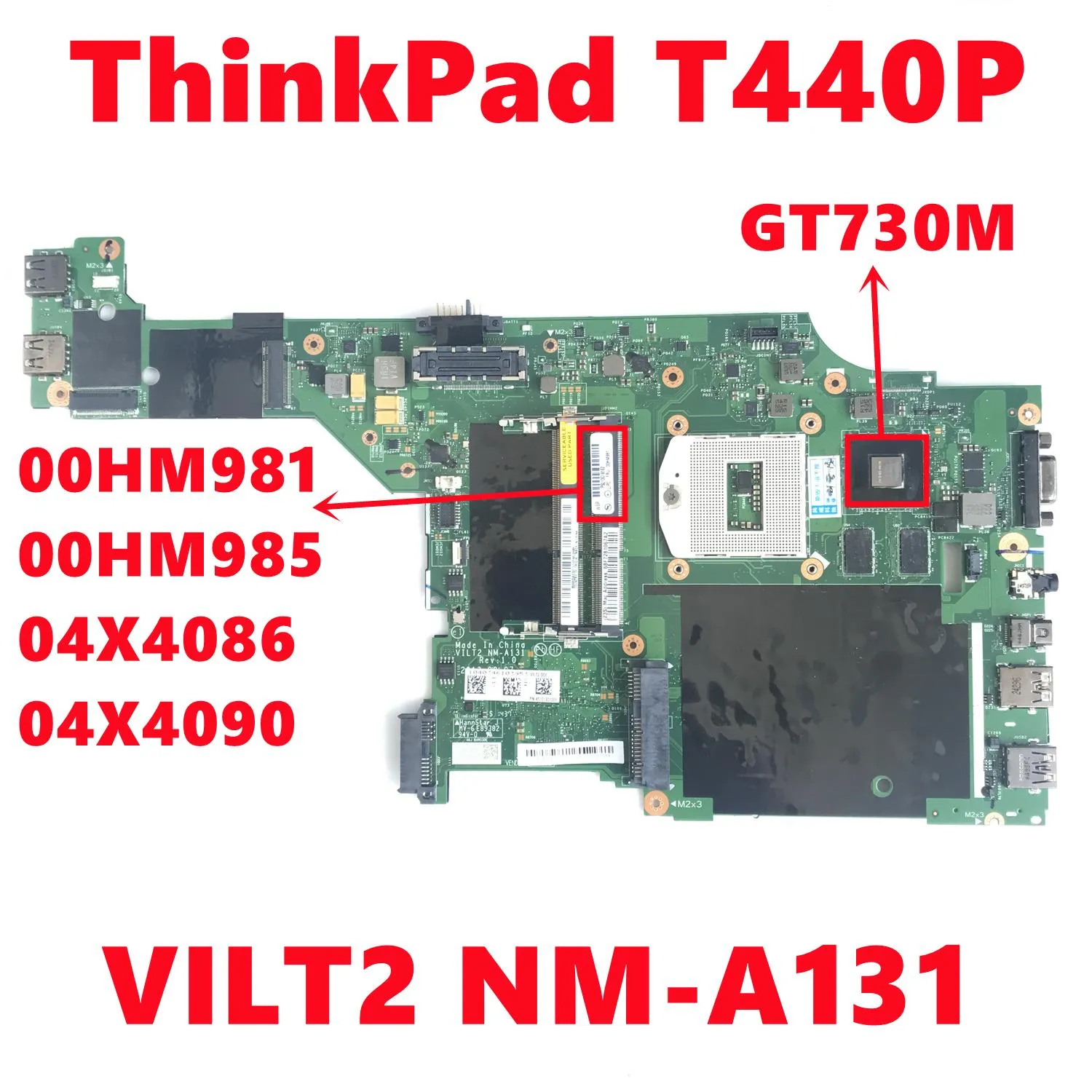 マザーボードFRU 00HM981 00HM985 04x4086 04x4090 for lenovo thinkpad t440pラップトップマザーボードvilt2 nma131 with n14mgssa1 ddr3 100％テスト