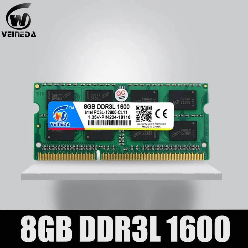 Rams Veineda Laptop RAM DDR3L 4GB 8GB 1600 PC312800 204PIN MEMORY DDR3L 1333 PC310600 SODIMM RAM COMPATIBLE INTEL DDR3 Moderkort