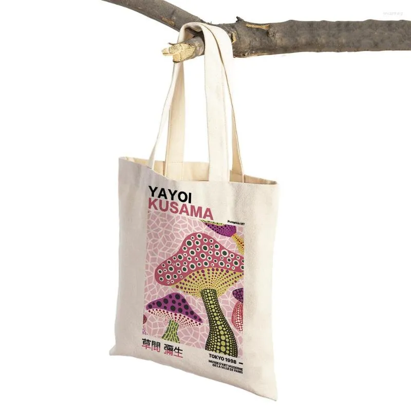 Japanese Yayoi Kusama Print Wave Dot Boho Tote Bags Fashionable Art Casual Shoulder Handbag For
