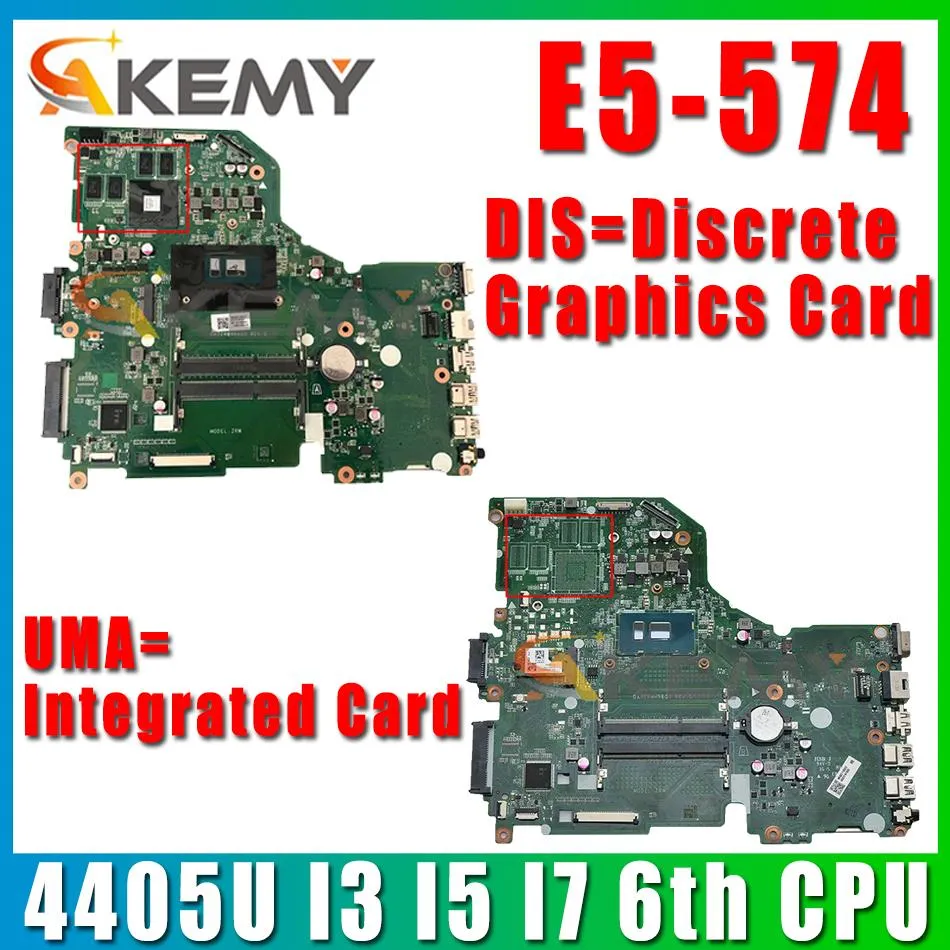 Carte mère Original pour Acer E5574 ordinateur portable Carte mère de carte mère DA0ZRWMB6G0 Motherboard DDR3L avec 4405U i3 i5 i7 6th CPU entièrement testé