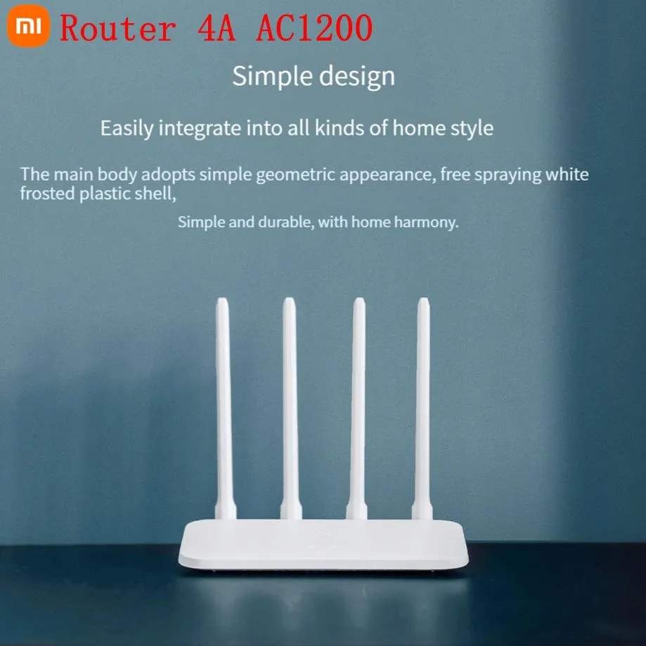 Routers Router Xiaomi original 4A AC1200 ROUTER WIFI 2,4 GHz 5 GHz Double fréquence 4 Antennes 64 Mo 1167 Mbps / s Amplificateur WiFi Contrôle de l'application