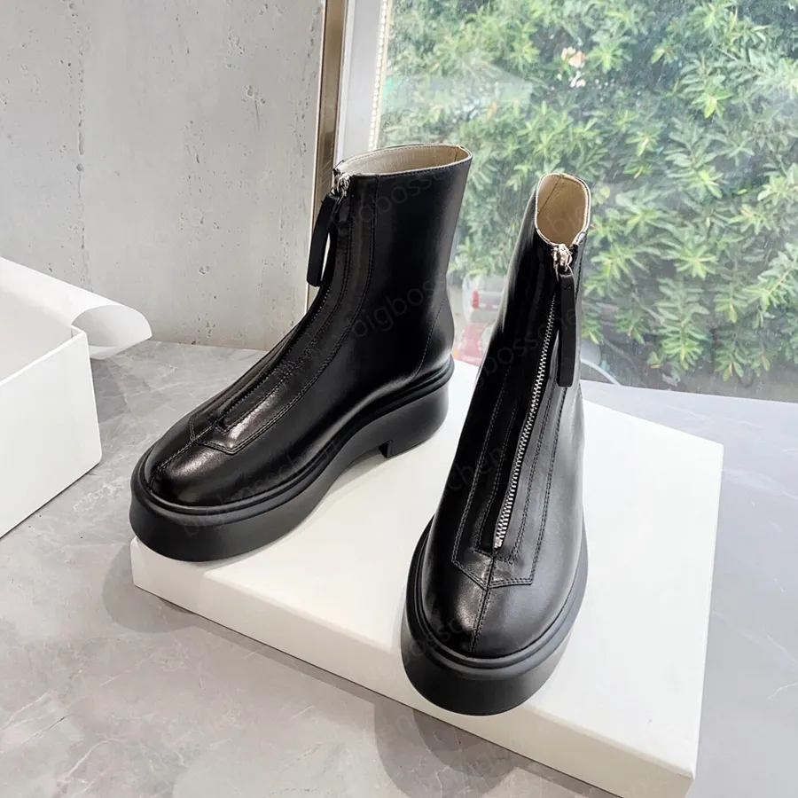 DHgate Womens Premium Leather Platform Chelsea Combat Ankle Boots with Side Zipper Black and Brown Shoes Accessories