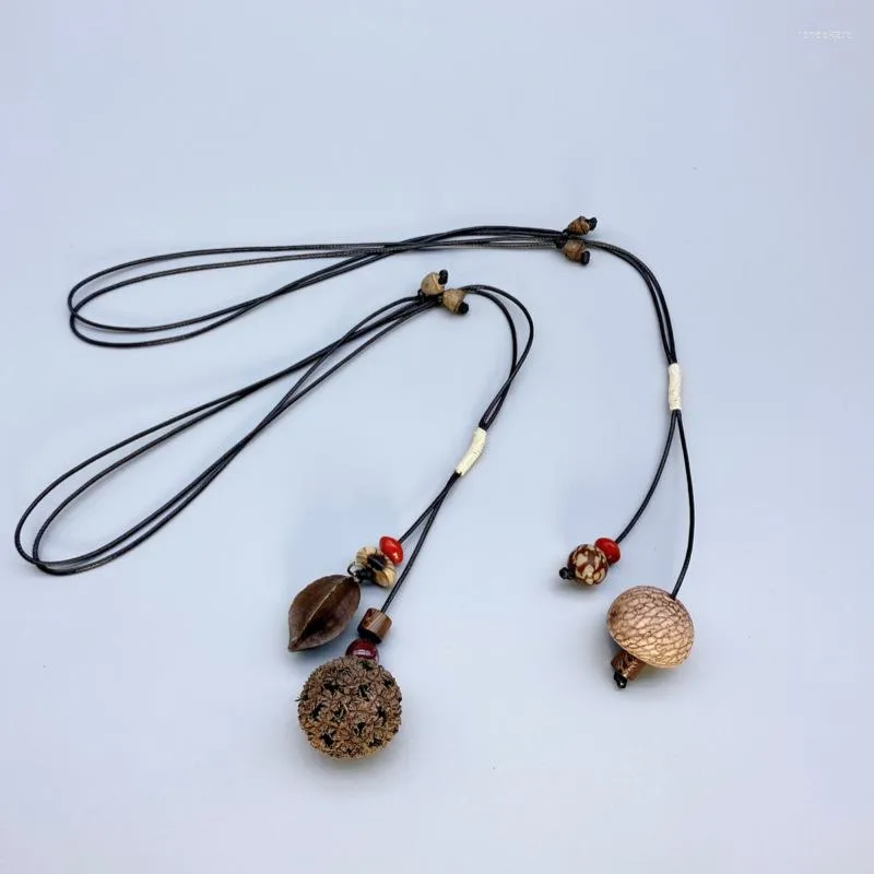Chaînes bohême Vintage ethnique Bodhi pendentif chandail chaîne collier pour femmes filles à la main chêne plante en bois bijoux cadeaux