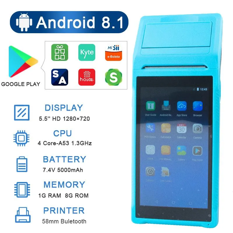 PADS 8.1 Android POS 58mm Bluetooth Térmico Recibo de Impressora Portátil Terminal Portátil Handheld PDA Ponto de venda Sistema tudo em uma impressora