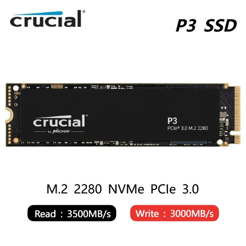 Drives New Original Crucial P3 PCIe 3.0 NVME M.2 2280 SSD 500 Go 1TB 2TB 4TB Lire jusqu'à 3500 Mo / s