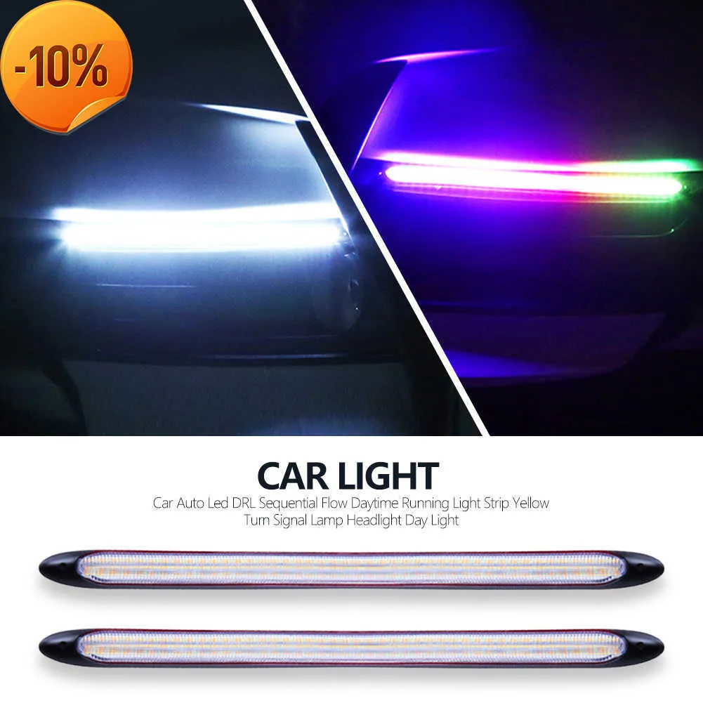 Nuovo 2 pz/set Car LED Daytime Running Light Colorful Turn Signal Headlight Strip Waterproof Modified Streamer Strip DRL Lights