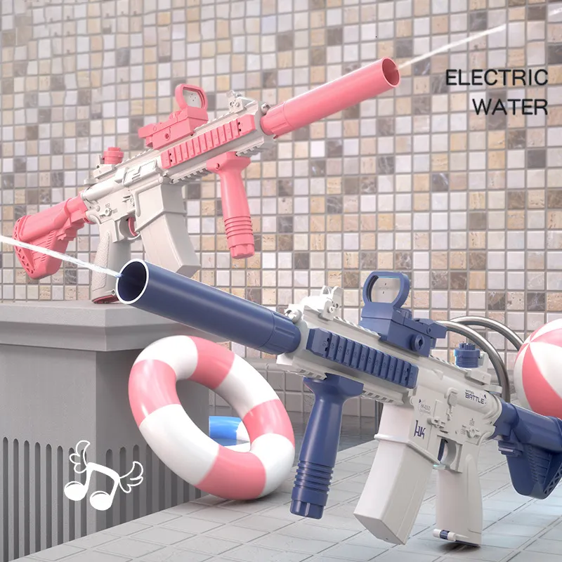 Silah Oyuncaklar Elektrikli Su Tabancası M4I6 Tam Otomatik Su Tabancası Tabanca Oyuncak Tabanca Çocuklar Yetişkinler için Su Blaster Yaz Su Plaj Havuzu Oyuncaklar 230526