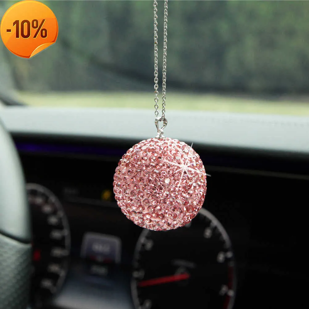 Nouvelle voiture boule de cristal Auto rétroviseur pendentif Bling strass boule pour vue arrière suspendu ornement voiture Interiot décoration