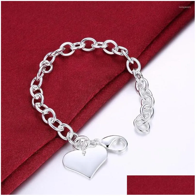 Chaîne Lien Bracelets Usine Directe De Mode 925 Timbre Sier Couleur Bracelet Pour Femme Fine Amour Coeur Pendentif Bijoux De Noce Dr Dhvwa