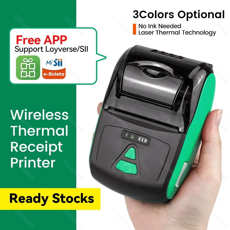 Printers Wireless 58mm 2'' Inch Mini Portable Thermal Printer Machine PT220 Receipt POS Bluetooth Maker for Windows Android iOS Phone