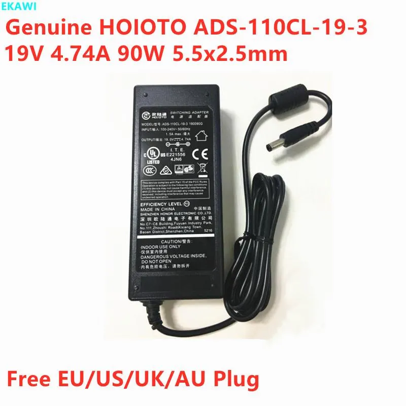 Зарядные устройства подлинный 19V 4,74A 90W Hoioto ADS110CL193 190090G Переключающий адаптер переменного тока для зарядки питания 90 Вт.