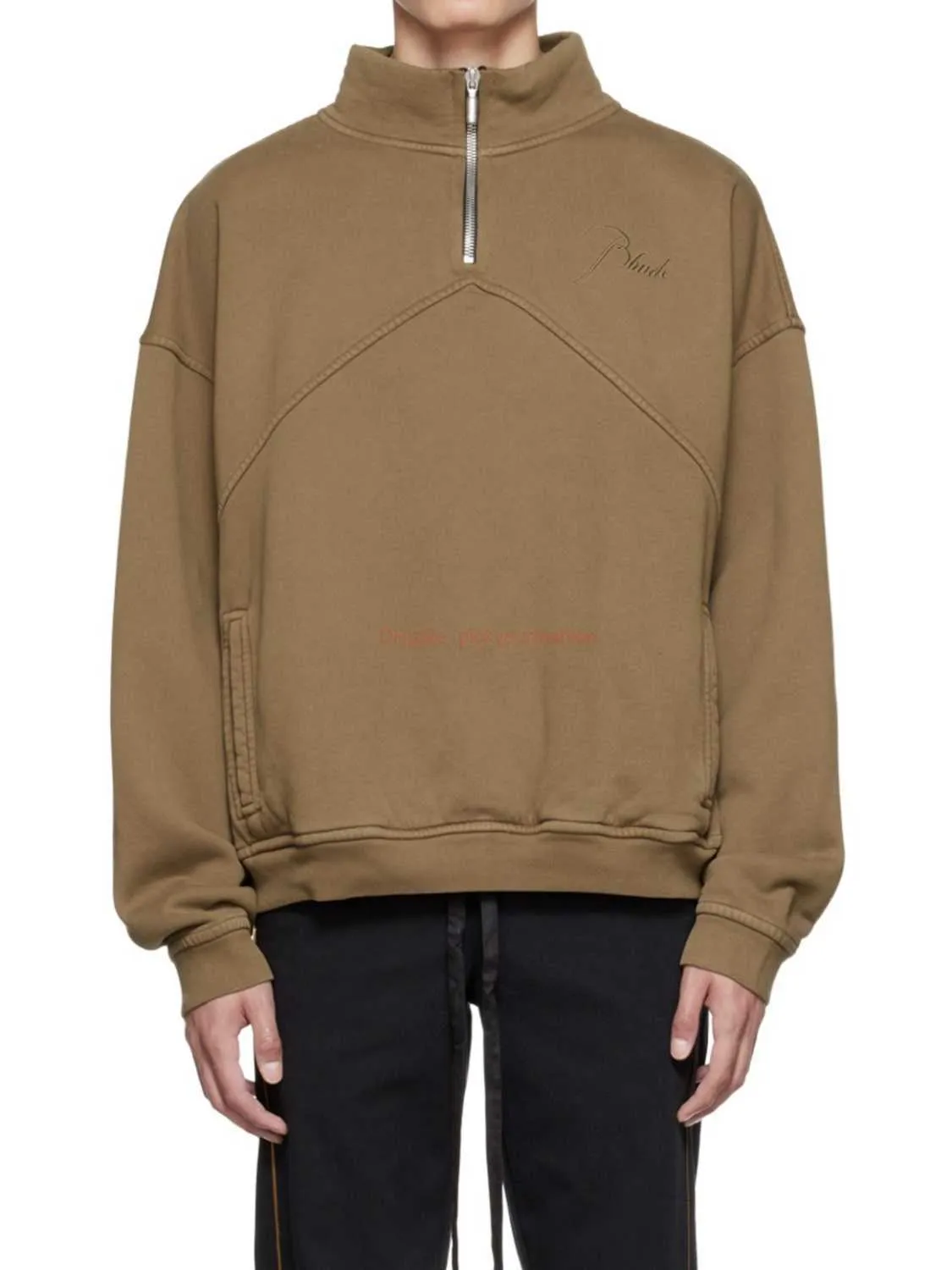 Tasarımcı Giyim Erkek Sweatshirt Hoodies H332 RHUDE Autumnwinter fermuar Stand Yukarı yakalı panel kazak işlemeli peluş süveter moda sokak kıyafeti jal