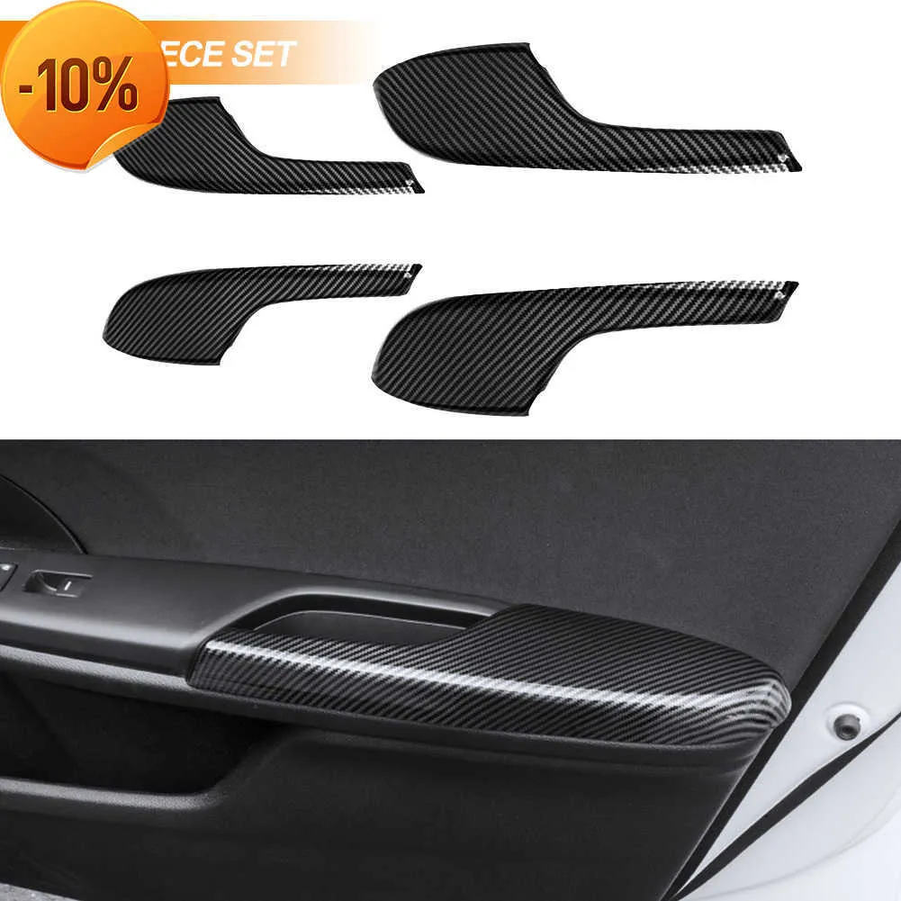 Nouvelle housse de protection d'accoudoir de porte en fibre de carbone ABS avec modification de décoration à la main pour Honda Civic 10th 2016 2017 2018 2019 2020