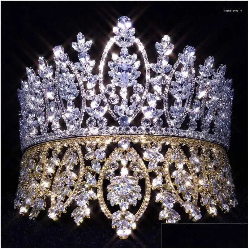 Fermagli per capelli Barrettes Ymor Tiara Fascia per capelli in cristallo Corona da sposa Atmosfera elegante Copricapo da donna Accessori da sposa per feste 110 Dro Dhunt