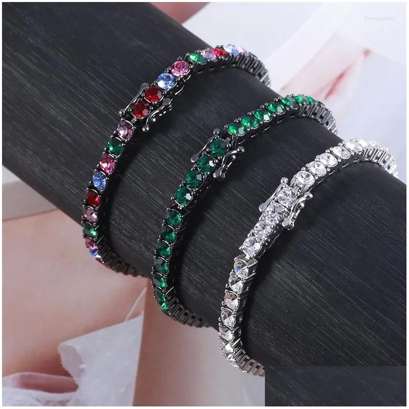 Bracelets De Charme Personnalité Simple Et Colorf Brillant Rond Une Rangée Couleur Diamant Texture Tempérament Bracelet Drop Delivery Jewel Dhvhn