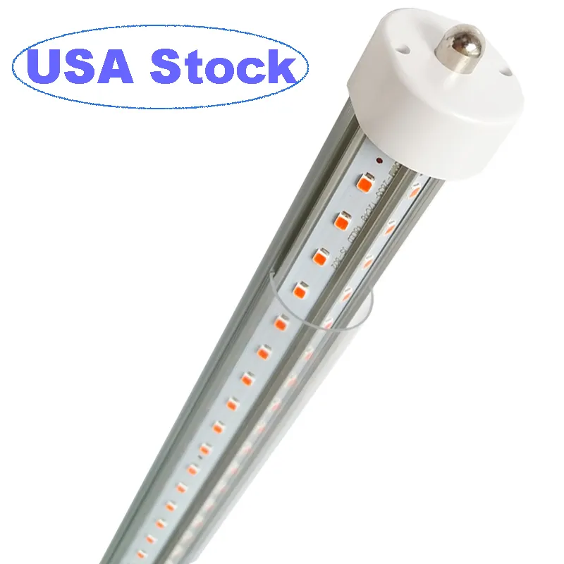 Ampoules LED 8 pieds 72W 9000LM 6500K Blanc froid, super lumineux, T8 T10 T12 TubeLights, tube LED en forme de V 8FT 270 Angle, FA8 Single Pin LED Lights, Clear Cover crestech888