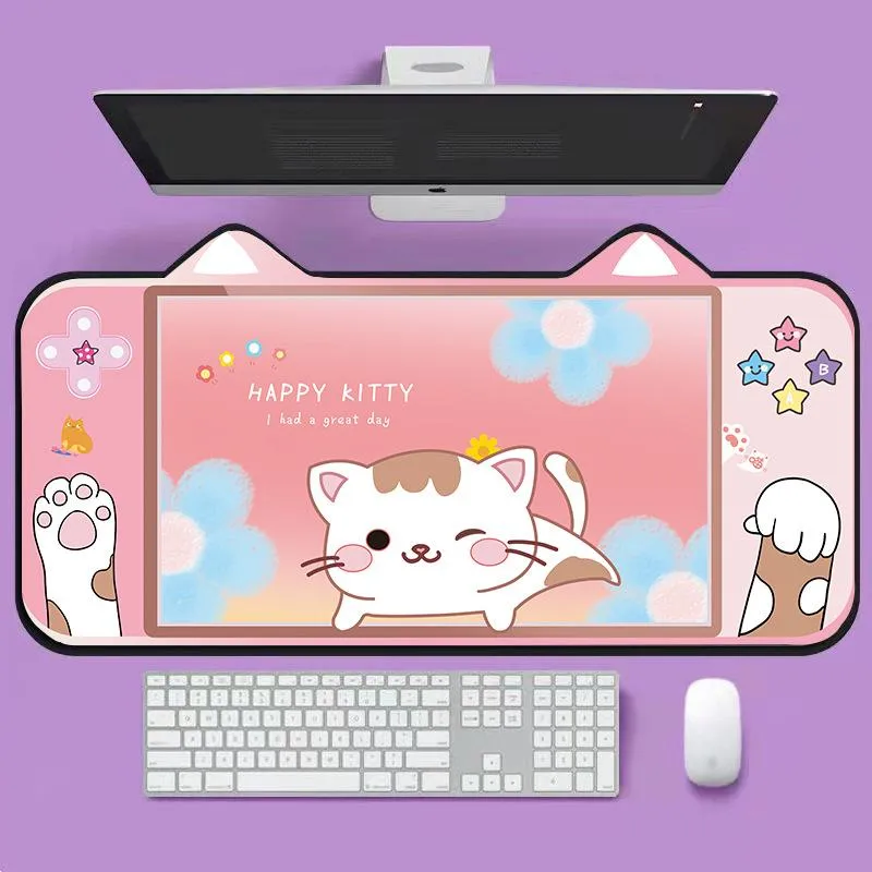 Tapis de souris Anime grand XXL bureau ordinateur tapis de bureau table clavier Kawaii tapis de souris ordinateur portable coussin antidérapant rose tapis de bureau de jeu