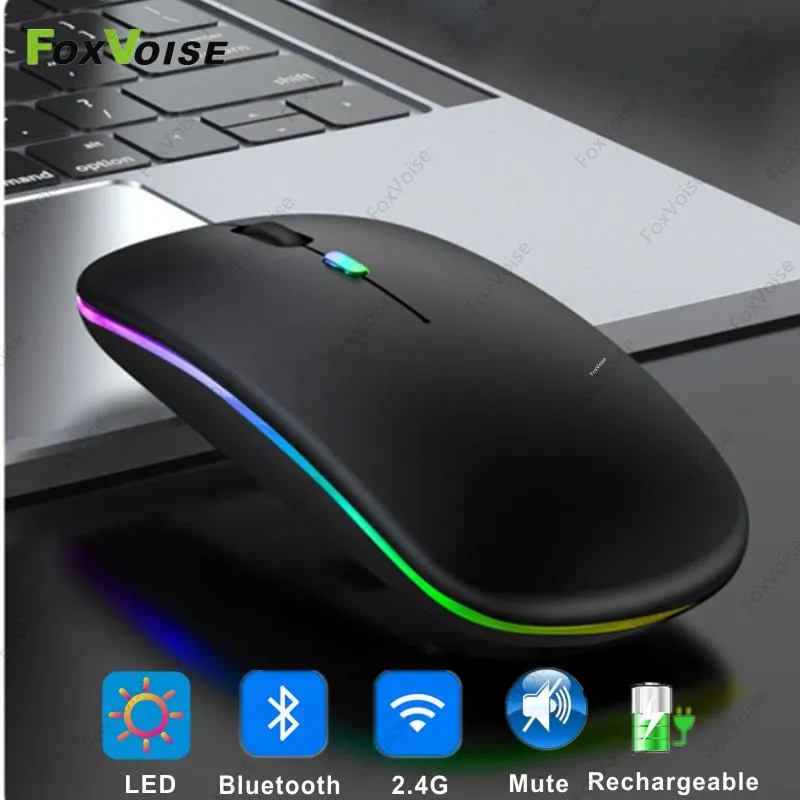 マウスワイヤレスマウス人間工学的充電式RGB USB Bluetoothマウス用ラップトップPCコンピューターMacBook Xiaomi Silent Gamer Mause 2in1マウス