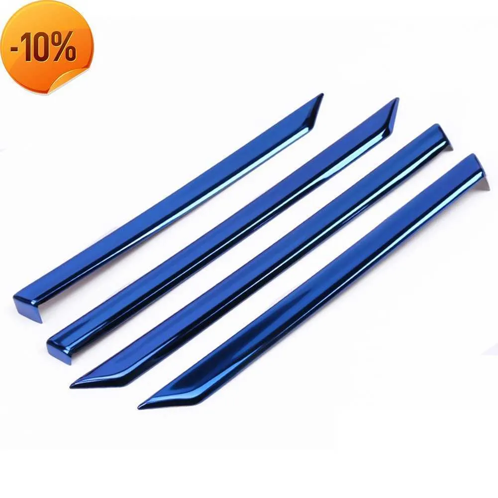 New 4PCS Car Interior Door Protective Trims Frame Carbon Fiber Blue Silver for Honda Civic 10th 2016 2017 2018 2019 Stainless Steel