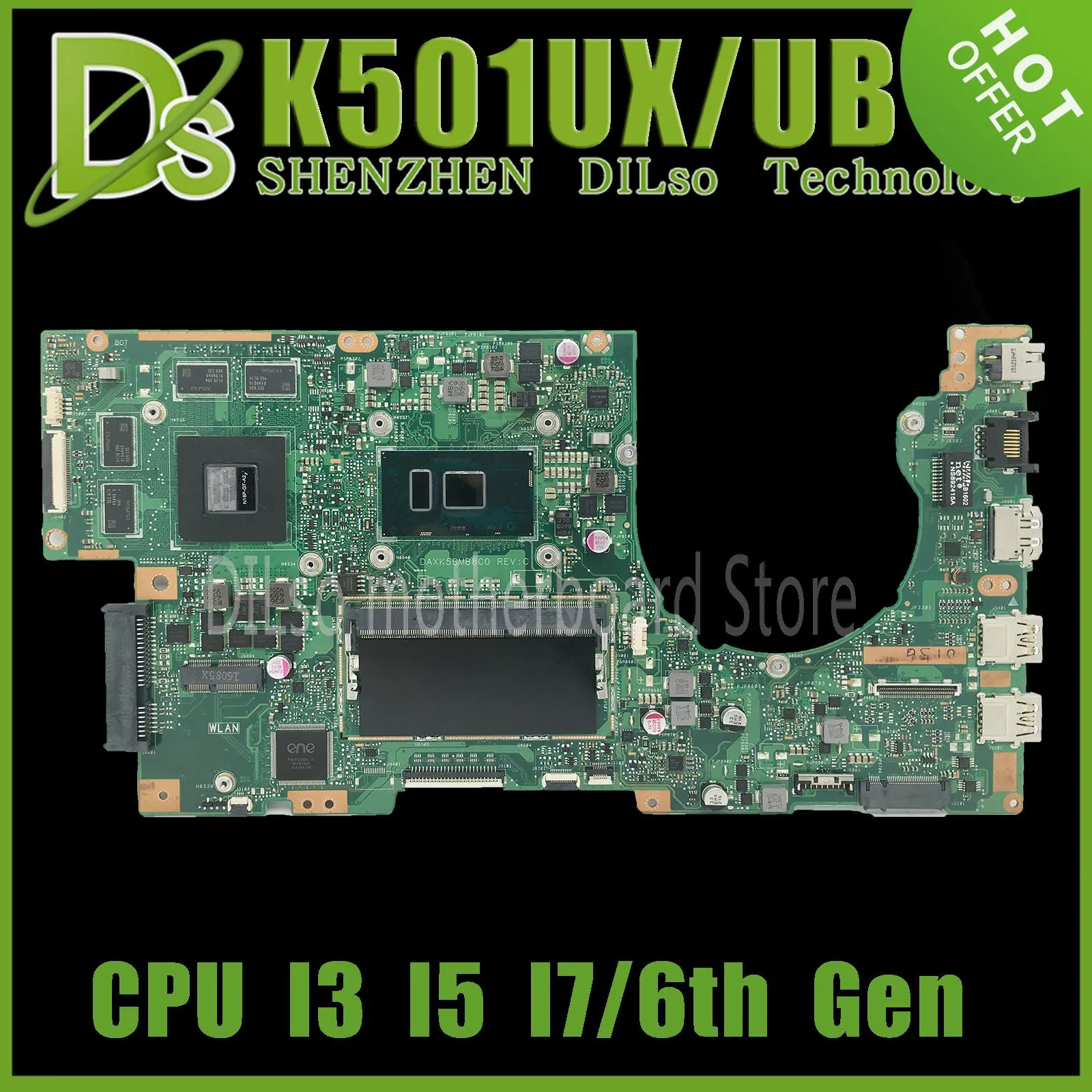 Płyta główna Kefu K501UX dla płyty głównej ASUS K501UQ K501UB K501UXM LAPTOPBOP PŁYTA MNIENIE 8G/4GRAM I76500U I56200U I36100U DDR3 DDR4 100% testowy test