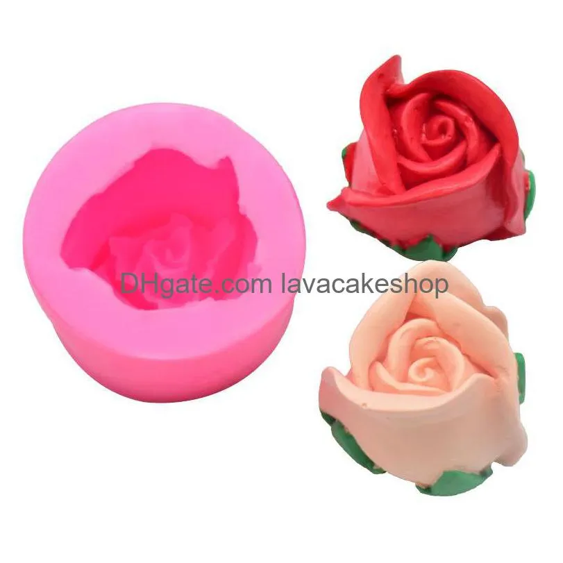 ベーキング型フラワーモデリングケーキモッドピュアカラーDIY 3D 3 nsional Sile Rose Moldsキッチン実用ガジェット6cka j2ドロップデリブdhwcz