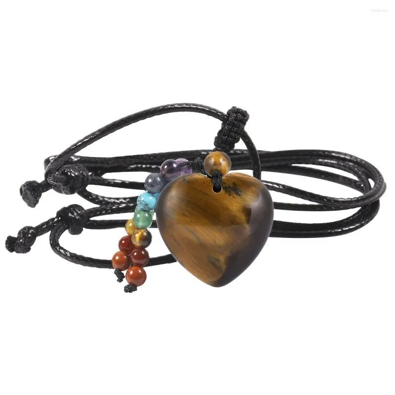 Hanger kettingen tijgers oogsteen hartvorm genezende ketting 7 chakra kralen tassel verstelbare zwarte wax touw charme vrouwen sieraden