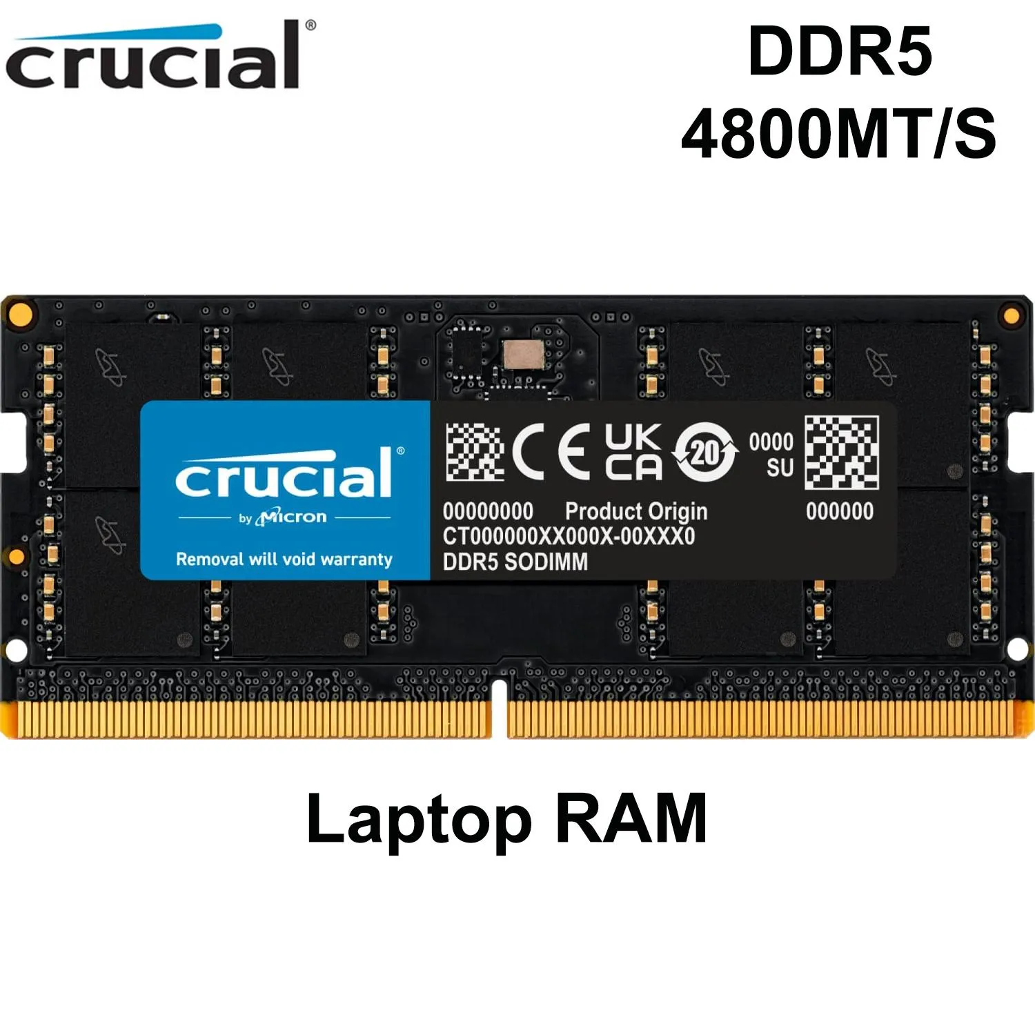 RAMS CRUCIAL RAM DDR5 4800MHz 16 Go 32 Go CL40 Mémoire d'ordinateur portable Original 8G 16G 32G SODIMM