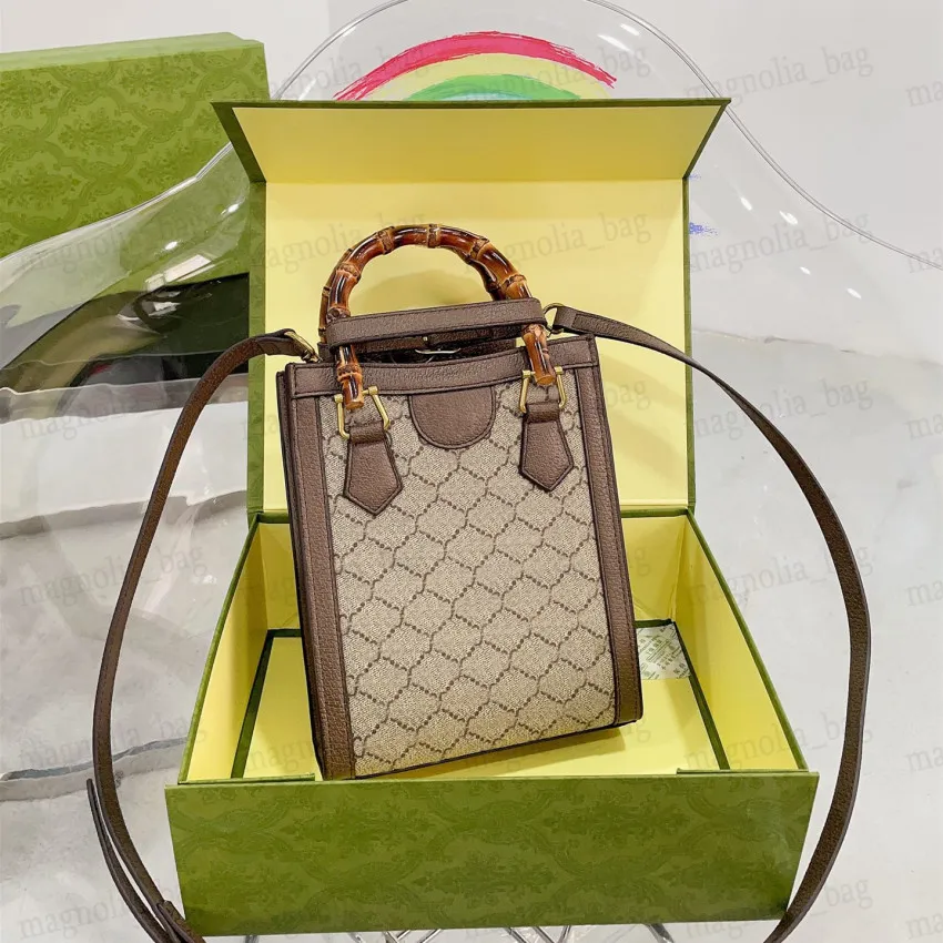 Bambus Diana Tasche Frau Telefon Umhängetaschen Mode Luxurys Kleine Tote Trend Echtes Leder Geldbörsen mit Box