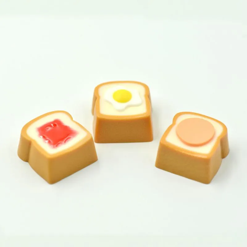 Acessórios tampas de chave de resina personalidade keycap série café da manhã pão bonito teclado mecânico acessórios único