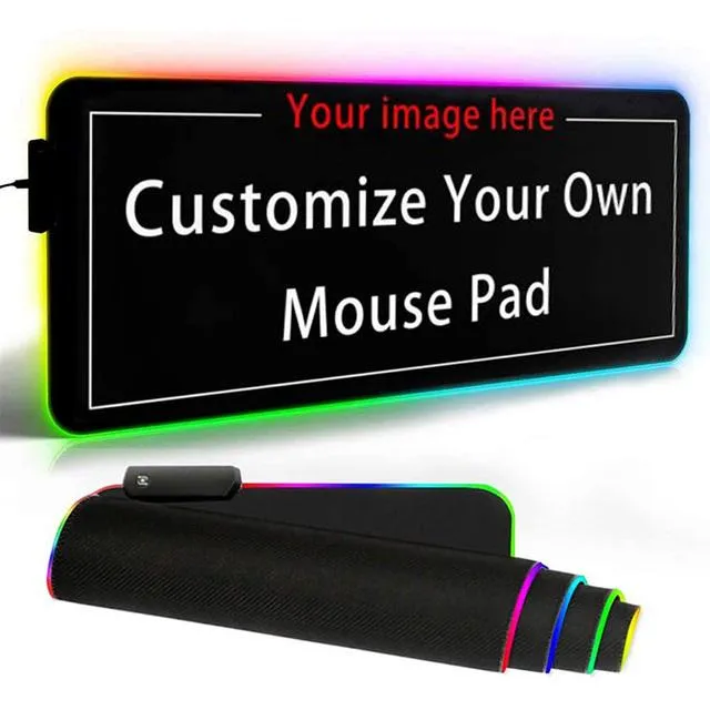Rests DIY Custom RGB Mouse Pad Anime Stor datormatta RGB överdimensionerad LED Glowing Mouse Pad Gaming Luminous Mousepad USB för PC -spel