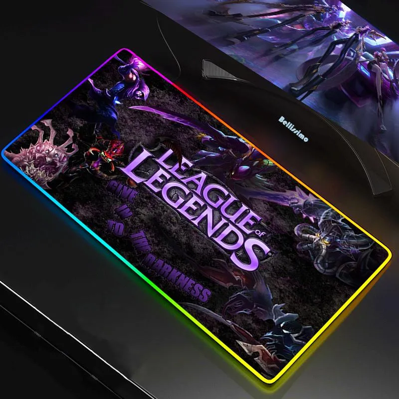 Tapis de souris League of Legend RGB, grand tapis de souris Cool, pour clavier, bureau, jeu en caoutchouc, Noslip LED, pour Gamer