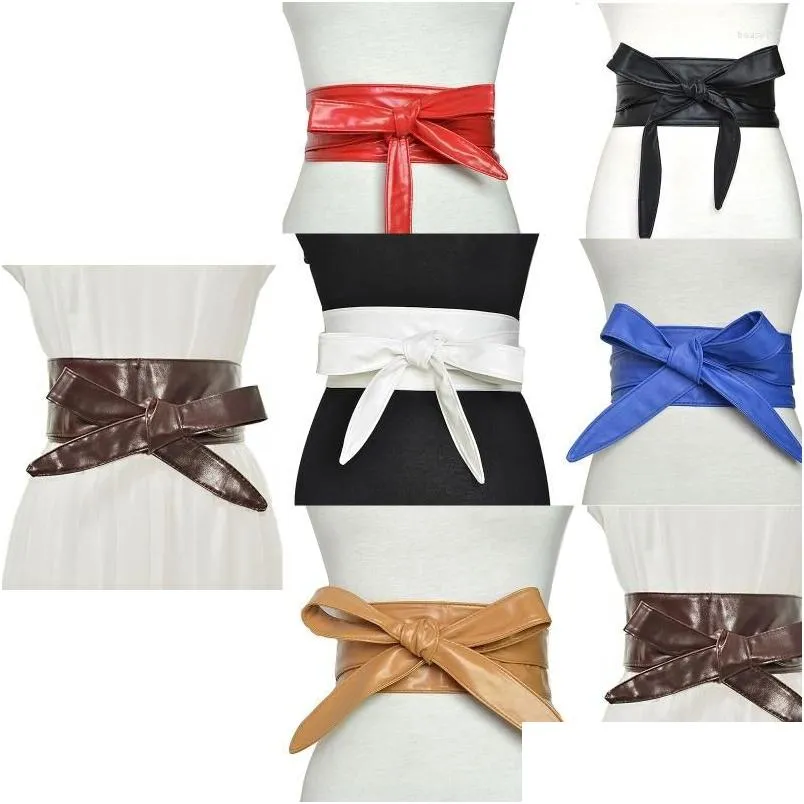 Belts Retro Style Faux Leather Belt Stretchy Wide Waist Seal For Ladies Banquet Decor Drop Delivery Fashion Accessories Dht2I