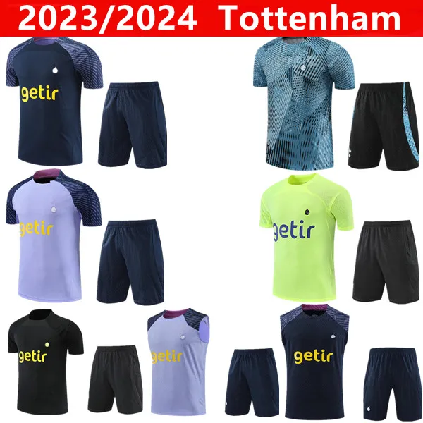 2023 2024 Hot Spurs 짧은 슬리브 스포츠웨어 축구 세트 훈련 셔츠 토트넘 셔츠 케인 운동복 축구 Chandal Futbol 성인 생존