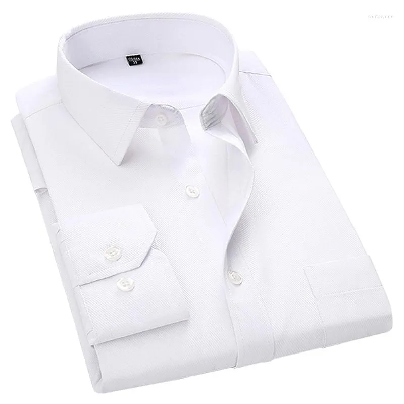 Camicie eleganti da uomo Camicia a maniche lunghe casual da lavoro di grandi dimensioni Bianco Blu Nero Smart Male Social For Plus 43 44 45 46 47 48